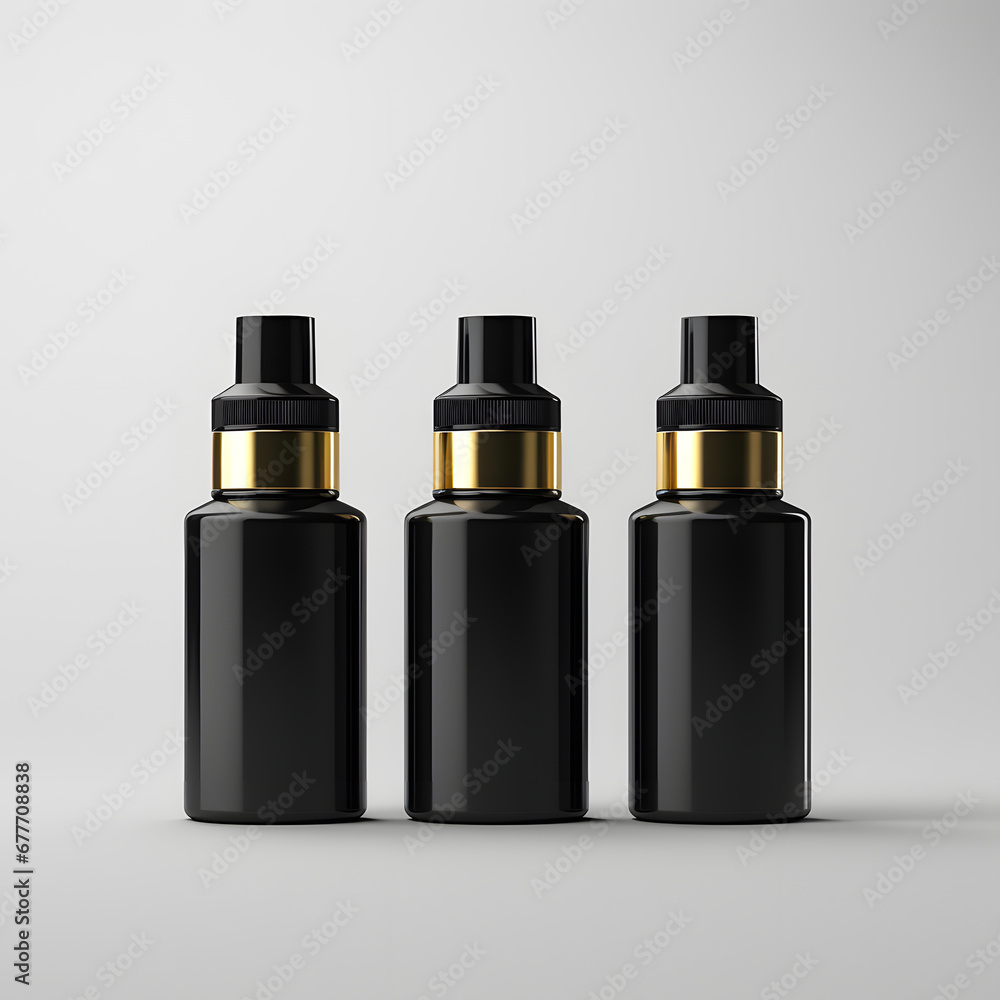 Black glue adhesive bottle with gold top white background Black glue adhesive bottle with gold top white background