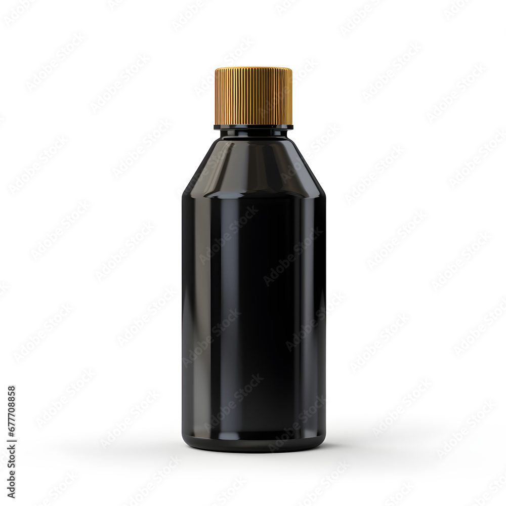 Black glue adhesive bottle with gold top white background Black glue adhesive bottle with gold top white background