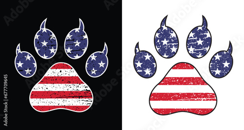 Cat Paw With USA Flag Design