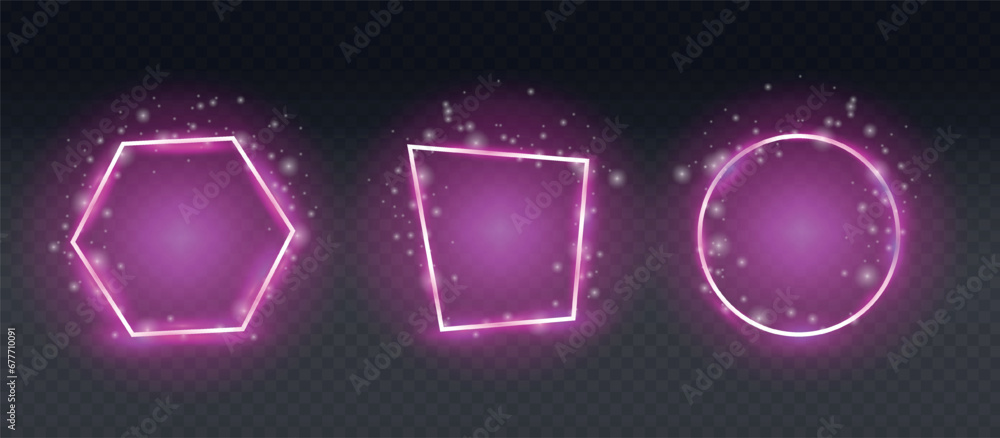 Obraz premium This vector graphic illustration depicts an abstract and modern design created in a neon style. In the picture you can see the geometric shapes and lines that make up the night environment.