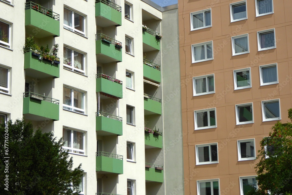 Fototapeta premium Block of flat apartment buildings in Hamburg, Germany