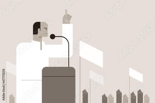 Illustration of a political leader speaks in a public function