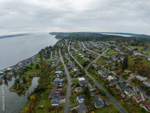Expansive Aerial View of Camano Island, Washington USA photo