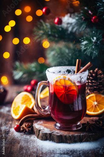 Delicious Mulled Wine, Festive Christmas Background