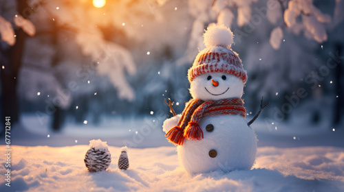  Cute Snowman in the Winter Forest  © LadyAI