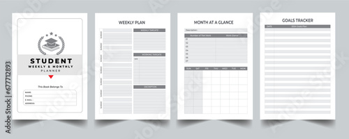 Weekly Student Planner. weekly planner template Design with cover page layout
