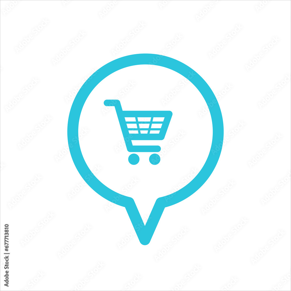 Location shopping cart symbol. From blue icon set. Location shopping cart symbol. From blue icon set.
