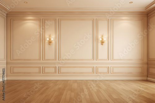 interior of an empty beige room