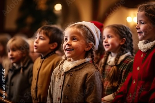 Children's Christmas choir in church. © AI Exclusive 