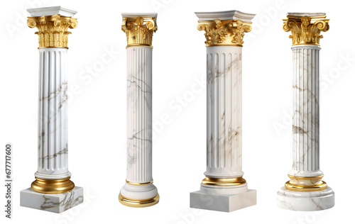 Set of ancient columns. Elements of ancient architecture. Edited AI illustration. 