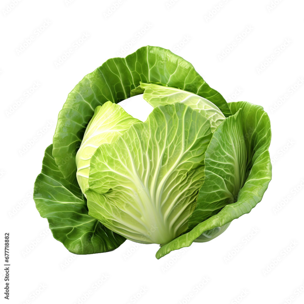 Fototapeta premium Fresh green cabbage isolated on transparent background