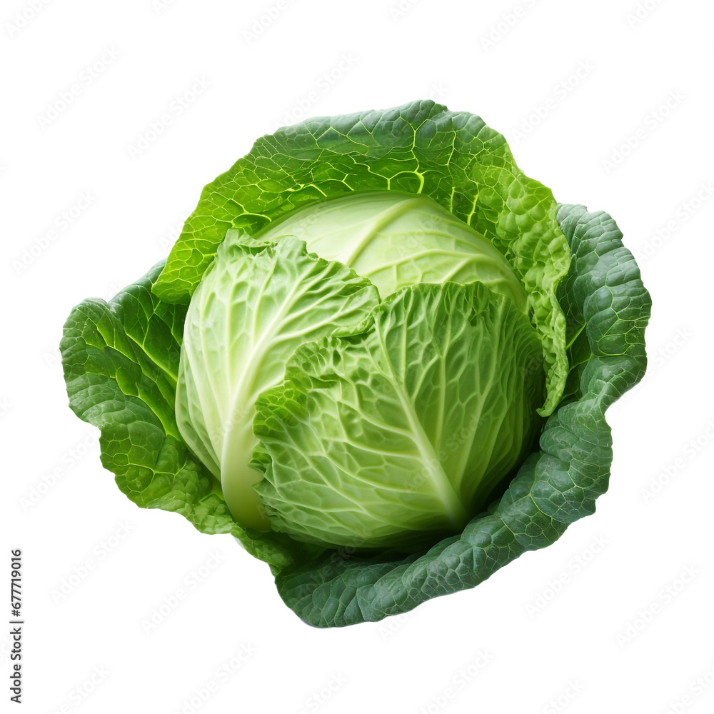 Fototapeta premium Fresh green cabbage isolated on transparent background