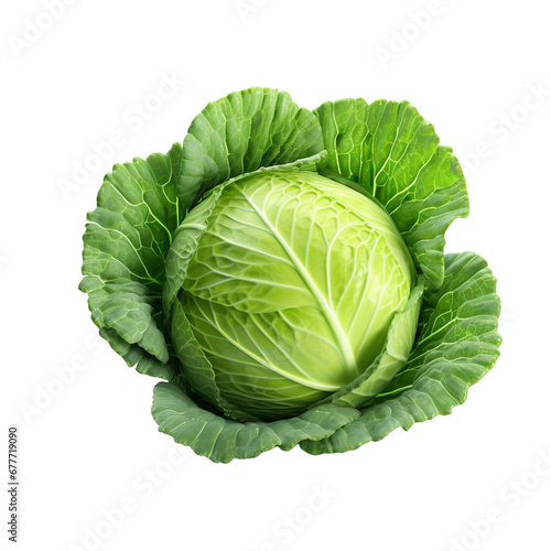 Fresh green cabbage isolated on transparent background