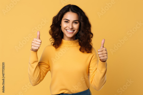Young happy woman with ok gesture