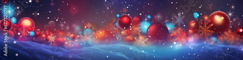 Bright sparkling glowing banner, Christmas rectangular background