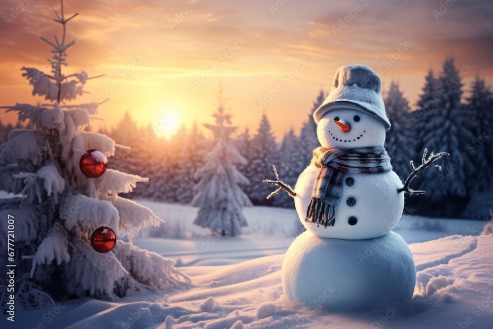 Obraz premium snowman in the snow