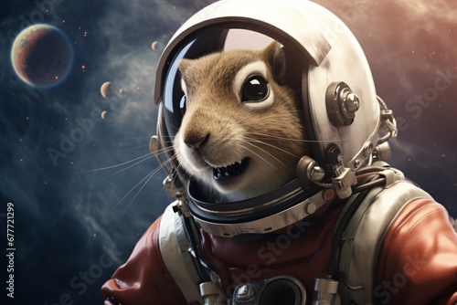 squirrel with astronaut suit