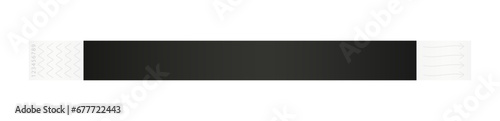 Black cheap empty bracelet or wristband. Sticky hand entrance event paper bracelet isolated. Template or mock up suitable for various uses of identification. Vector illustration