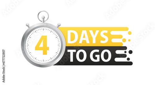 4 day until the final countdown. Promotional offer timer for one day before sale, 1 day only. Countdown timer. Clock icon. Time icon. Count time sale. Vector illustration