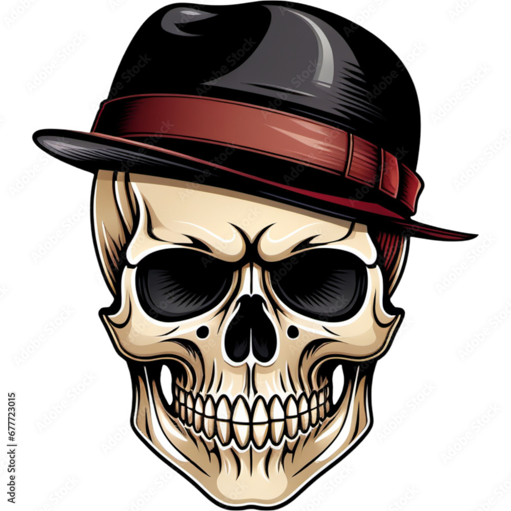 Gangster skull wearing hat shirt design Gangster skull wearing hat shirt design