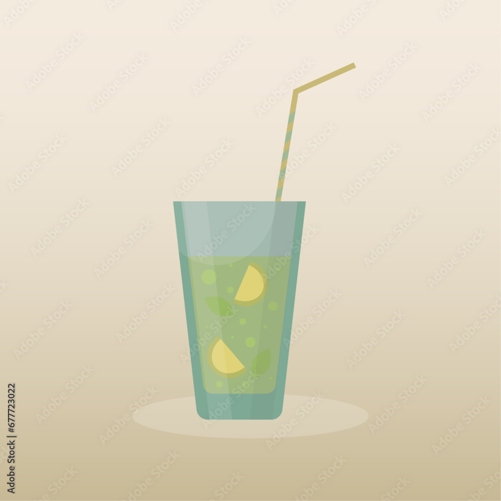 Сocktail glass with lemon and mint slices Сocktail glass with lemon and mint slices