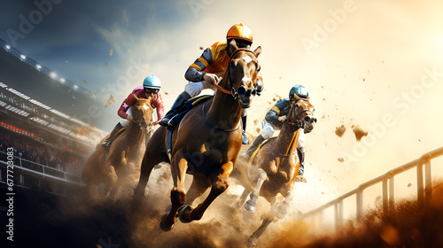 Horsemanship Pictures,Horse Racing Betting Images,Jockeys in the Heart of the Horse Race.,AI Generative  photo