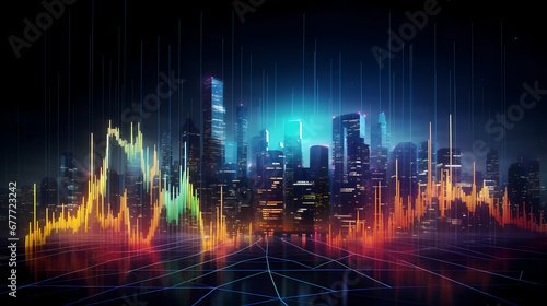 Graphic rise in stock market trading poster web page PPT background, digital technology background