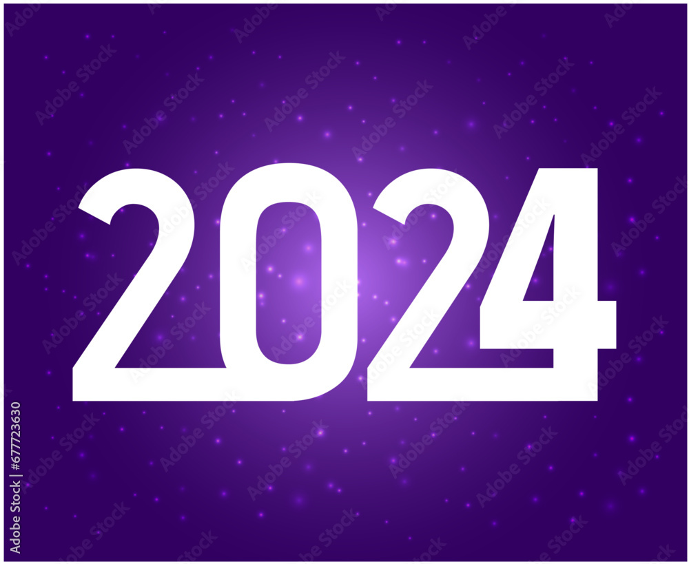 2024 Happy New Year Holiday Design White Abstract Vector Logo Symbol Illustration With Purple Background 2024 Happy New Year Holiday Design White Abstract Vector Logo Symbol Illustration With Purple Background