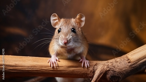 brown rat on a wooden branch