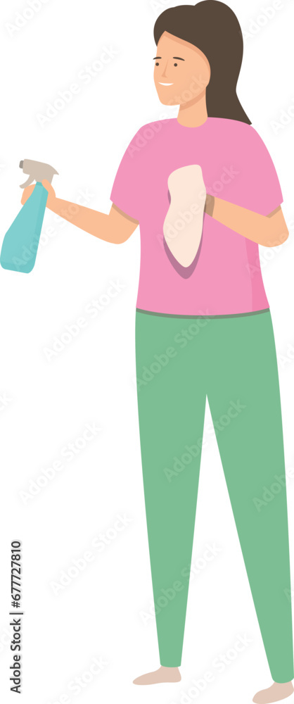 Woman with cleaning spray bottle icon cartoon vector. Glass cleaning solution. Housekeeping chore routine Woman with cleaning spray bottle icon cartoon vector. Glass cleaning solution. Housekeeping chore routine