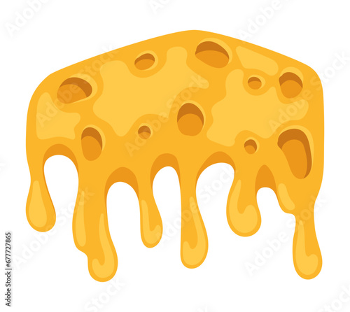 cheese sliced melted isolated