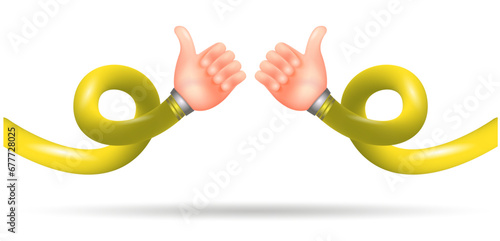 Cartoon hand with a raised thumb. 3D vector illustration.