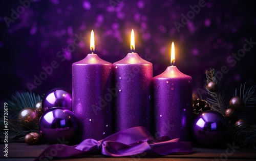 Four Purple Candles With Mystery Lights