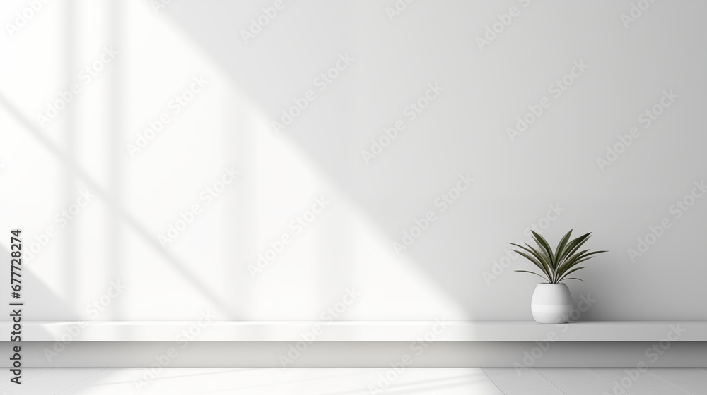 Minimal abstract light white background for product presentation. Shadow and light from windows Minimal abstract light white background for product presentation. Shadow and light from windows