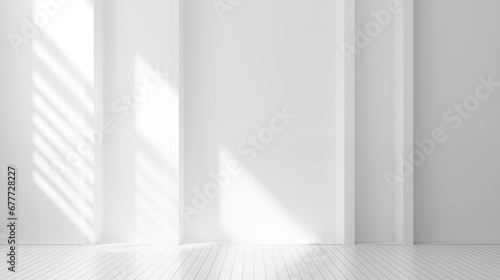 Minimal abstract light white background for product presentation. Shadow and light from windows © SixthSense