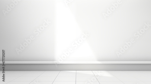 Minimal abstract light white background for product presentation. Shadow and light from windows