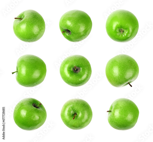 Fototapete Set of green ripe apples