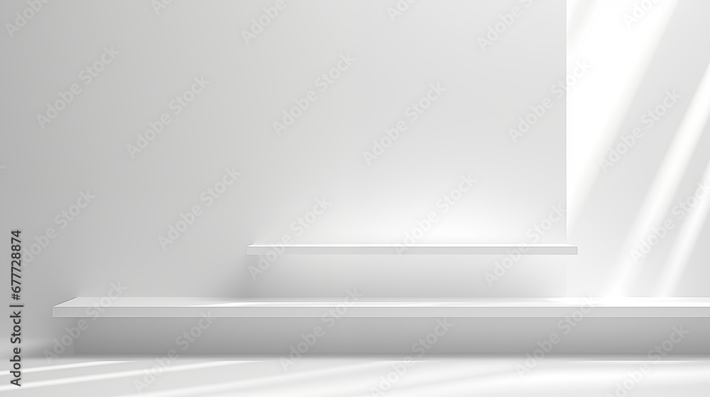 white abstract geometric background for product presentation. Shadow and light from windows white abstract geometric background for product presentation. Shadow and light from windows