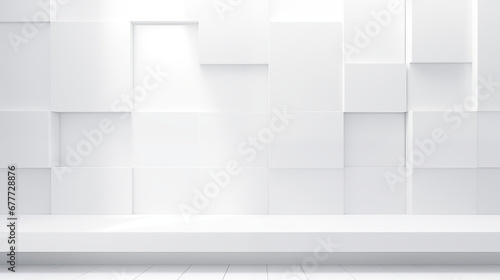 white abstract geometric background for product presentation. Shadow and light from windows