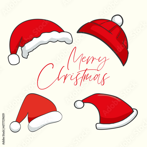 santa claus hat vector illustration collection 