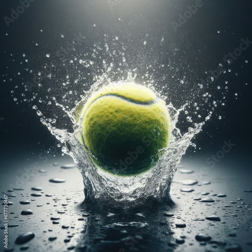 tennis ball on the water splash with simple background © Садыг Сеид-заде
