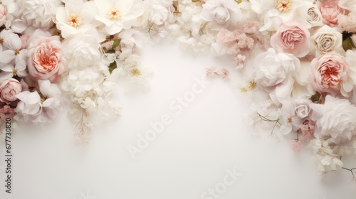  a close up of a bunch of flowers on a white background with a place for a text or an image to put on the back of the back of the image.  generative ai