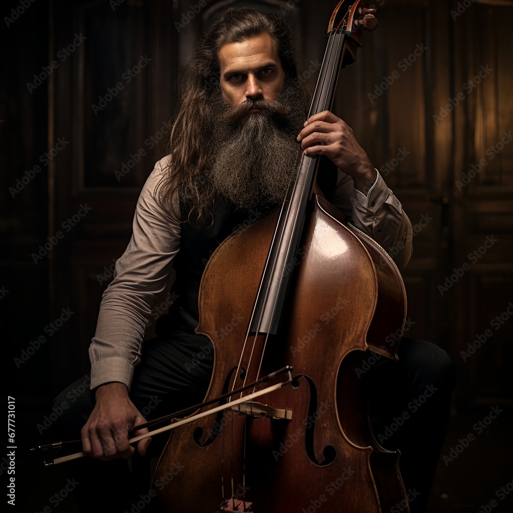musician plays double-bass musician plays double-bass