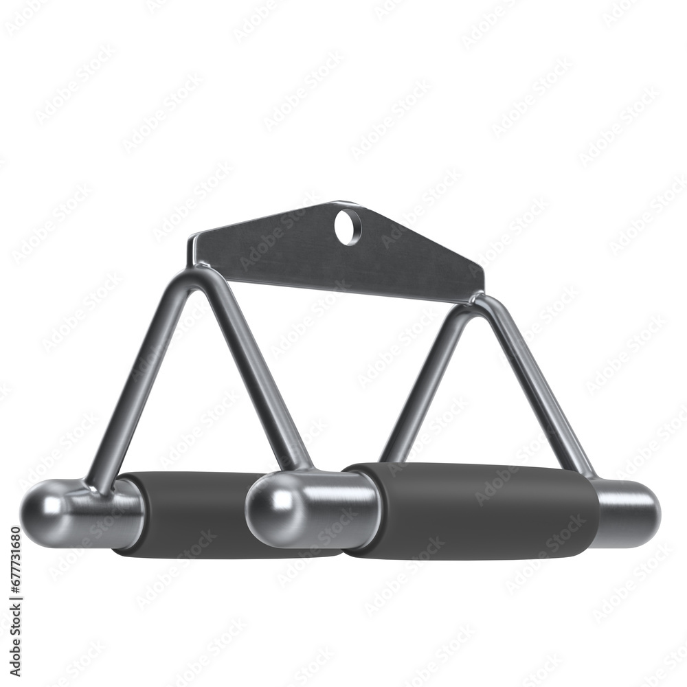 3D rendering illustration of a pulley handle gym equipment 3D rendering illustration of a pulley handle gym equipment