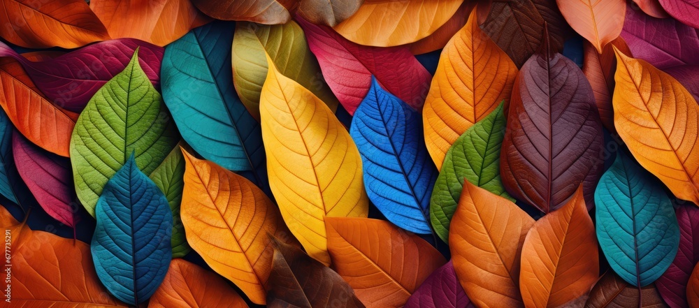a group of multicolored leaves are arranged in the shape of a rectangle on top of each other. a group of multicolored leaves are arranged in the shape of a rectangle on top of each other.