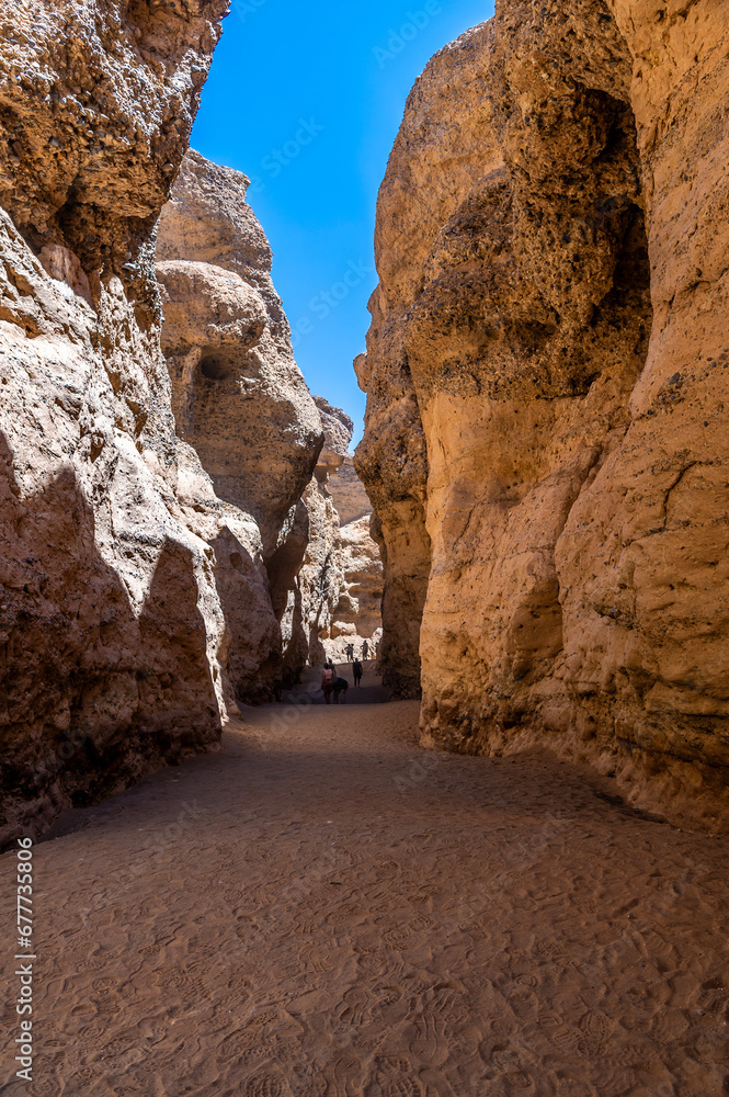 A view along the sandy floor of the Sesreim Canyon, Namibia in the dry season