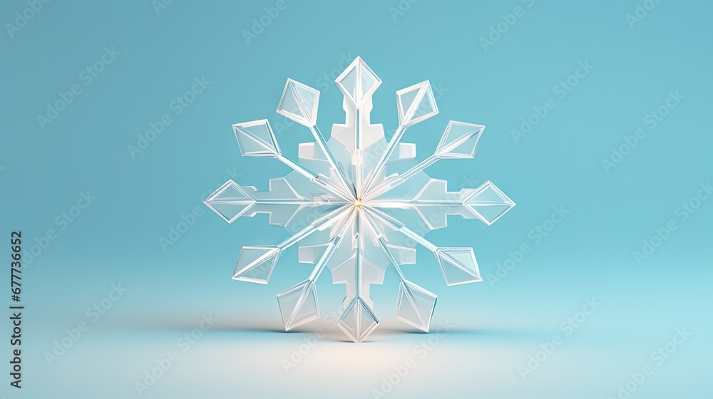 a white snowflake sitting on top of a light blue table next to a black and white cat laying on top of a white table next to a blue wall. generative ai a white snowflake sitting on top of a light blue table next to a black and white cat laying on top of a white table next to a blue wall. generative ai