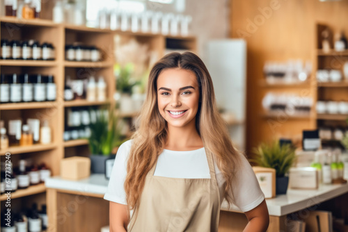 Shop Owner's Smiles of Achievement. Her hard work pays off as she proudly opens her store.