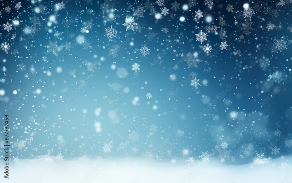 Christmas blue background with snow