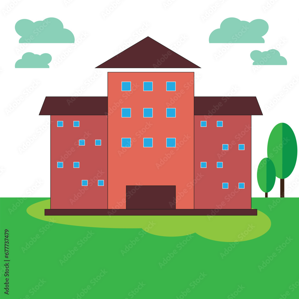 Vector illustration of school building. Welcome back to school.Buildings for city construction. Flat style. Eps 10 Vector illustration of school building. Welcome back to school.Buildings for city construction. Flat style. Eps 10